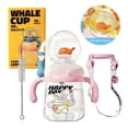 thumbnail image 1 of Comobebe Whale Sippy Cup with Straw, 10oz Spill Proof Toddler Cup with Handle & Strap, for Kids 1-3  (Pink), 1 of 16