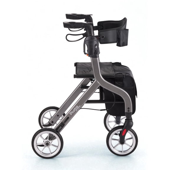 Comodita Piuma Ultra light (16 lb) Stylish rollator/walker with wide ultra soft PU tires for all terrain use. Cup Holder, Cane holder and cell phone pocket included. Minimal assembly required.