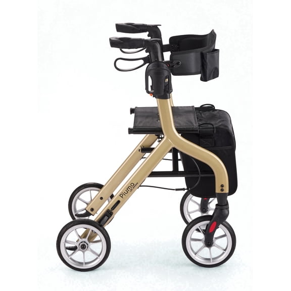 Comodita Piuma Ultra light (16 lb) Stylish rollator/walker with wide ultra soft PU tires for all terrain use. Cup Holder, Cane holder and cell phone pocket included. Minimal assembly require