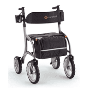 Comodita Siena All Terrain with very large 12 and 10 wheels, with ultra soft solid rugged PU tires, 300 lb weight capacity, recommended for users from 54 to 65. Metallic Graphite