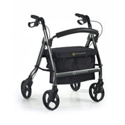 Comodita Spazio Extra Wide Heavy-Duty Bariatric Rollator Walker with Comfortable 19" Wide Nylon Seat - 440 lb Weight Capacity (Metallic Graphite)