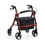 Comodita Spazio Extra Wide Heavy-Duty Rollator Walker with Comfortable 19" Wide Nylon Seat - 440 lb Weight Capacity (Metallic Red)