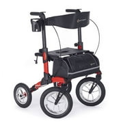 Comodita Tipo All Terrain Rollator Walker with Double Fold Action, Pneumatic Tires, Modena Red