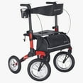 thumbnail image 1 of Comodita Tipo All Terrain Rollator Walker with Double Fold Action, Pneumatic Tires, Modena Red, 1 of 10