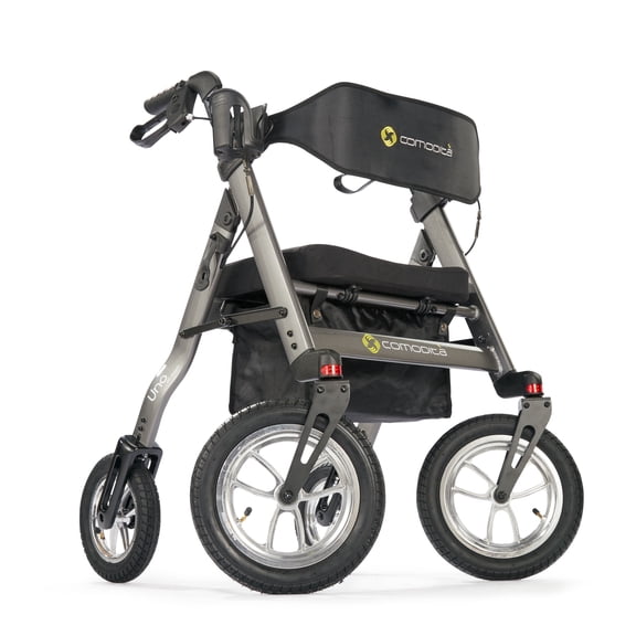 Comodita Uno All Terrain Heavy-Duty Rollator with a 16" Wide Verona Orthopedic Seat Metallic Graphite