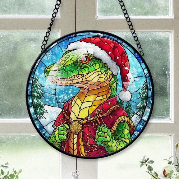 Comodo Dragon Ornament Christmas 2025, Comodo Dragon Stained Glass Window Hanging Ornament Unique Wildlife Glass Art for Windows and Doors