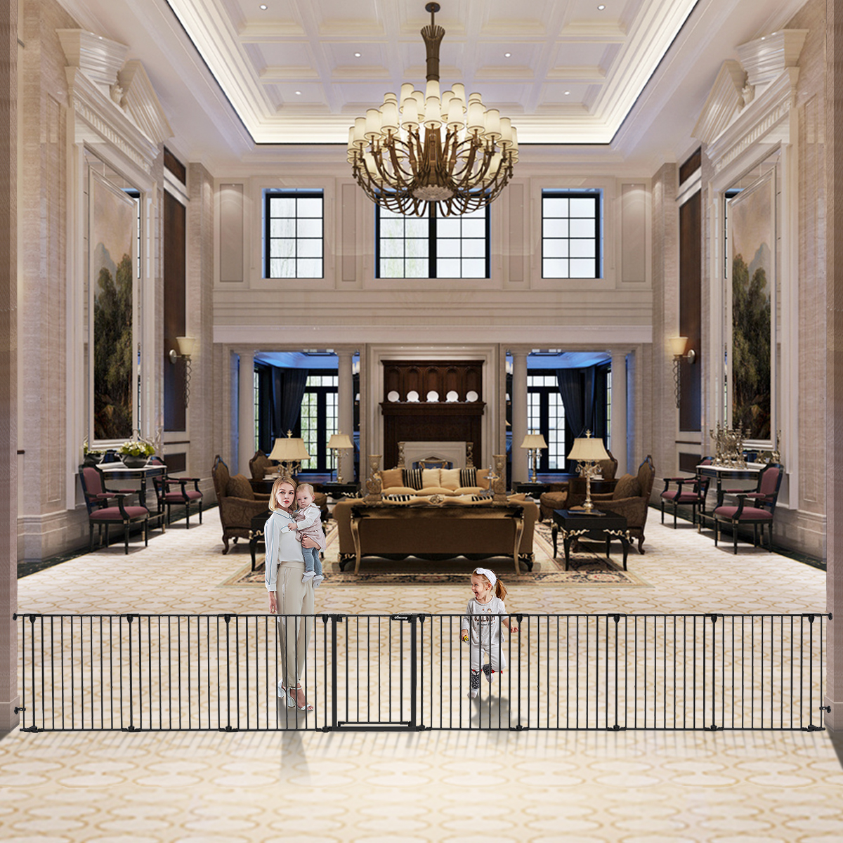 Comomy 198 inch Wide Baby Gate and Play Yard Extra Wide Baby Gate Play