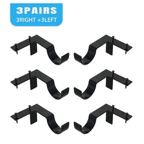COMOPIO Curtain Rod Bracket Holder, 6PCS Window Frame Curtain Rod Brackets, Adjustable Curtain Rod Brackets for Bedroom Apartment Livingroom Decoration, Black Stainless Steel Curtain Rod Holders