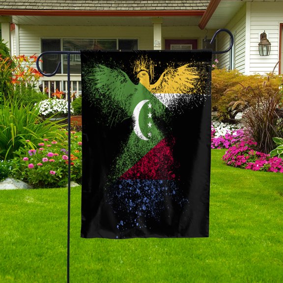 Comoran Flag With Eagle Painting - Proud Comoros Garden Flag (11.5x17.5) Double-Sided Decorative Polyester Indoor/Outdoor Flag
