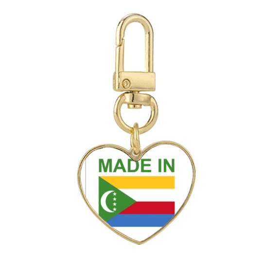 Comoros Country Love Gold Heart Keychain Metal Keyring Holder