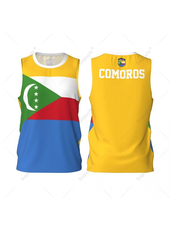 Comoros Flag Men Basketball Sports Jersey Running Fitness Multifunction Sleeveless tshirt Exclusive Custom Name Nunber