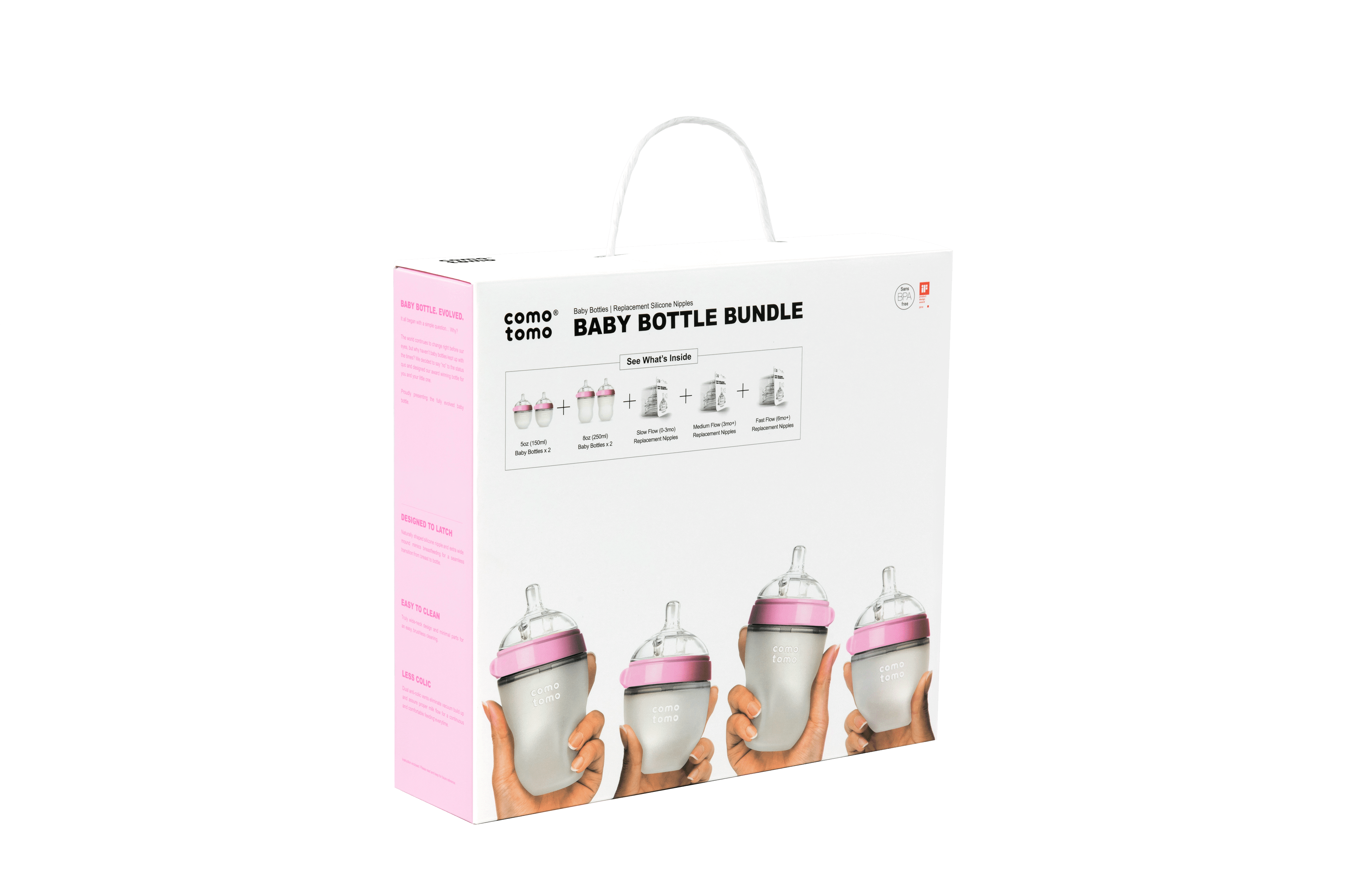 Comotomo Baby Bottle Bundle, Pink