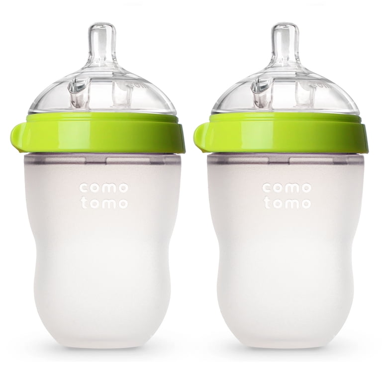 Comotomo Baby Bottle, Green, 8oz, 2-Pack photo 1