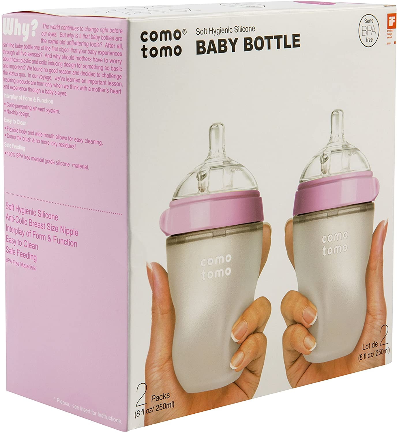 Comotomo Natural Feel 8oz. Bottle 4 Pack Pink