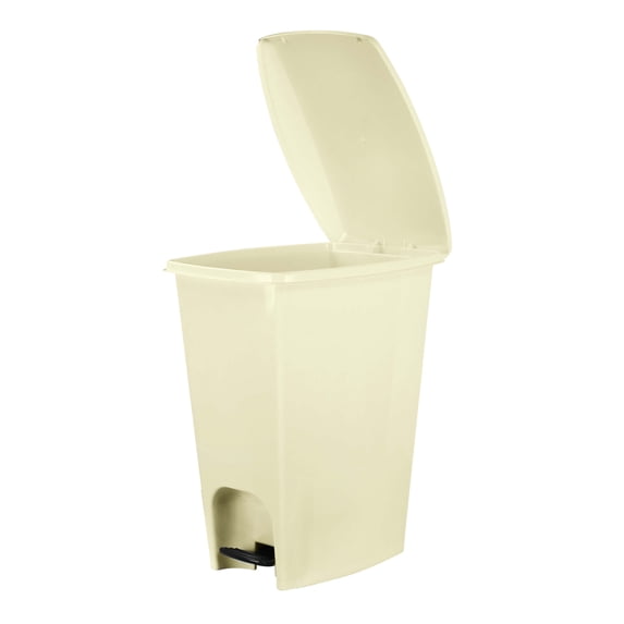 Compac Home Indoor Outdoor Pedal Trash Can Ivory - 6 gal Plastic Step-to-Open Garbage Can