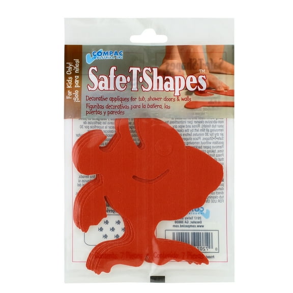 Compac Home Kids Safe-T-Shapes Non-Slip Bath Sticker, Prevent Falls, Goldfish Design, Red, Pack of 7
