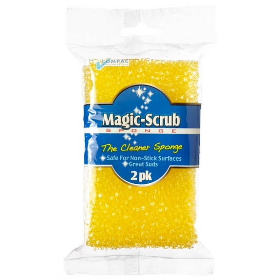 Compac Home Magic Scrub Light Duty Non-Scratch Scrubbing Pad for Dishes, Pots & Pans, 2 Count