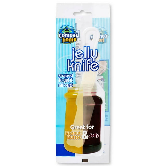 Compac Jelly Knife Spreader Plastic Knife Spatula and Contoured Jar Scraper for Peanut Butter, Jelly, Jam, Preserves