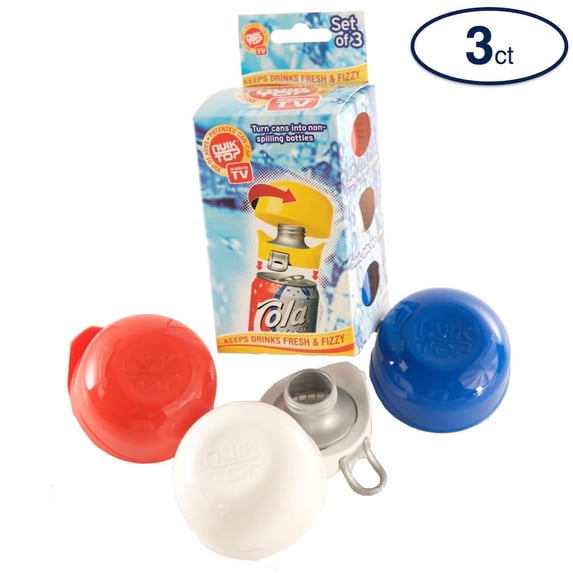 Compac Home Quik Top Soda Lid Cover, Locks in Carbonation, Multi-Function Cap-Coaster, 3 Count