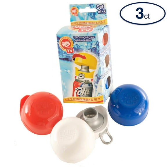 Compac Home Quik Top Soda Lid Cover, Locks in Carbonation, Multi-Function Cap-Coaster, 3 Count