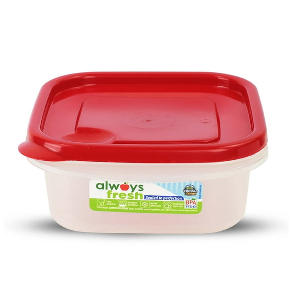 Compac Home Red Chef Food Storage Container, Solid Plastic Rectangle Bowl, 16 oz, Pack of 1