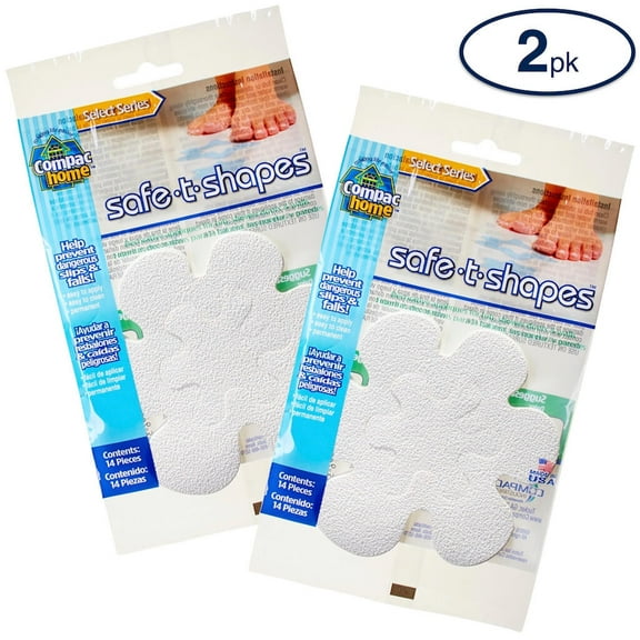 Compac Home Safe-T-Shapes Non-Slip Bath Stickers, White Daisy, 14 Ct x 2 Pk, Helps Prevent Falls