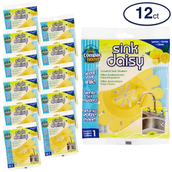Compac Home Sink Daisy Scented Strainer, Freshens & Protects Disposal, Lemon Scent, 12 Count