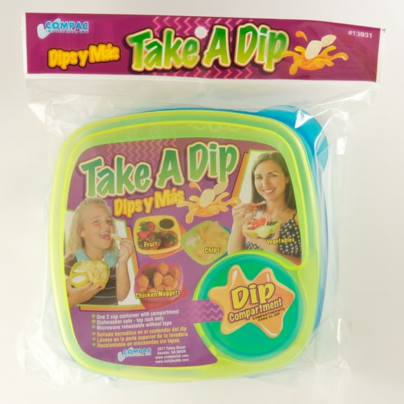 Compac Home Take-A-Dip 2-Side Lunch Box with Salad Dressing Container, Portion Control, Blue-Green