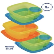 Compac Home Take A Dip Plastic Lunch & Snack Container, Dishwasher Safe, Multicolored, 3 pk