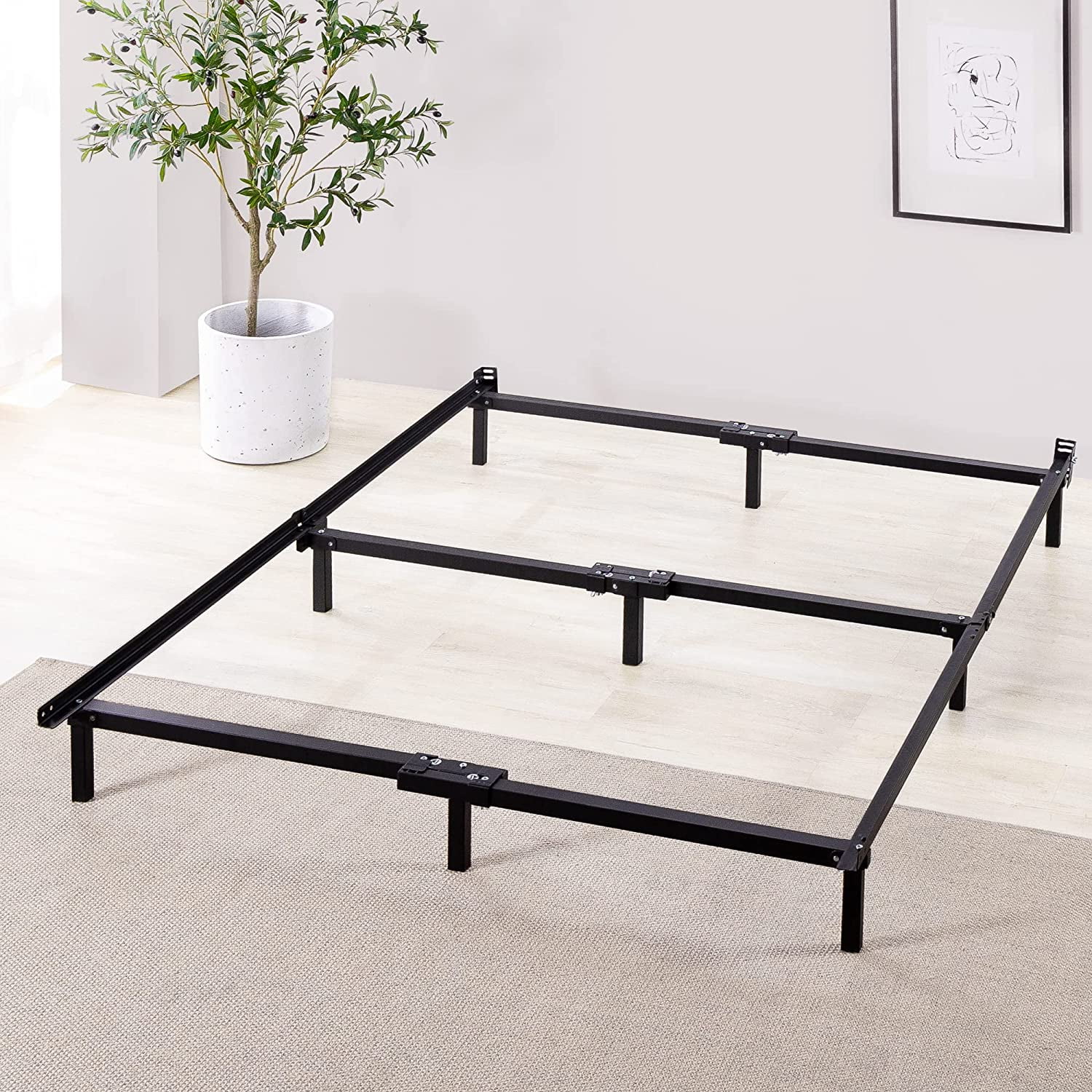 Compack Metal Bed Frame, 7 Inch Support For Box Spring And Mattress Set ...