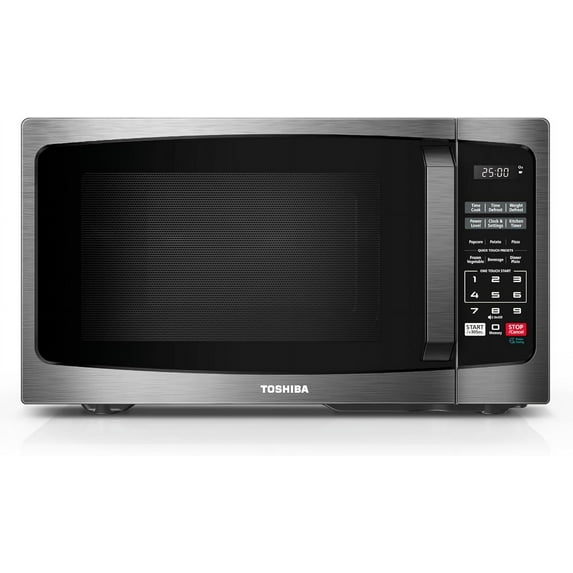 Compact 0.9 Cu. Ft. Microwave Oven with 6 Auto Cook Menus, Mute Function, Child Lock, LED Lighting, Apartment-Friendly Design, 10.6 Removable Turntable, 900W, Black Stainless Steel