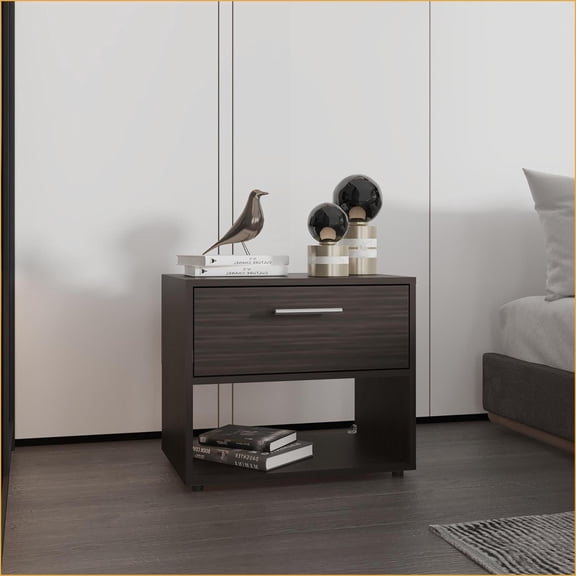 Compact 1 Drawer 1 Shelf Nightstand – Bedroom Storage Solution