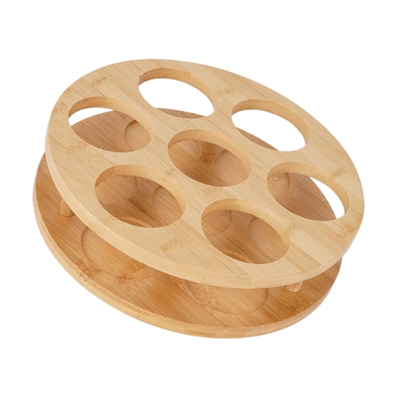 Compact 12.5 Inch Wooden Round Tray For Flavor And Oil Bottles Featuring Smooth Rotation