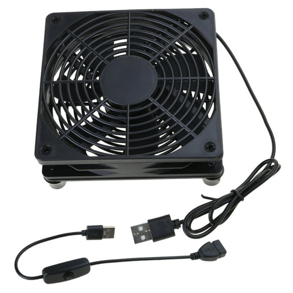 Compact 120mm Cooling Fan with USB Connection for Electronics, Server Racks, Networks Cabinets, and Laptop Overheating Prevention