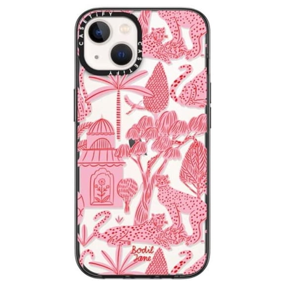 Compact 13 Case [4 ft. 2X Military Grade Drop Protection/Slim/Lightweight] - Cheetah Paradise Pink - Clear Black