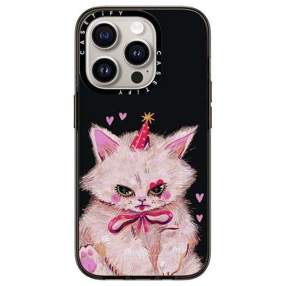 Compact 15 Pro Case [4 ft. 2X Military Grade Drop Protection/Slim/Lightweight] - Clown Kitty - Clear Black