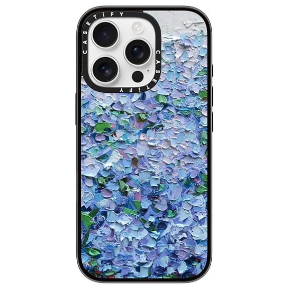 Compact 16 Pro Case [4 ft. 2X Military Grade Drop Protection/Slim/Lightweight] - Nantucket Blue Hydrangeas - Clear Black