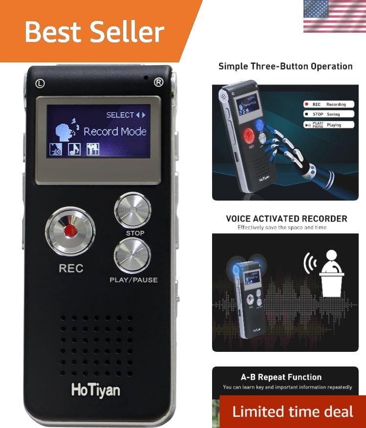 Compact 16GB Voice Recorder with Noise Reduction - Optimal for Classrooms & Work
