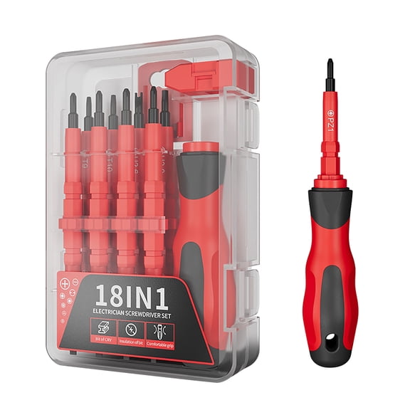 Compact 18 in 1 Fixing Tool Set Containing Alloy Chauffeurs and Ergonomic Handle for Extended Use