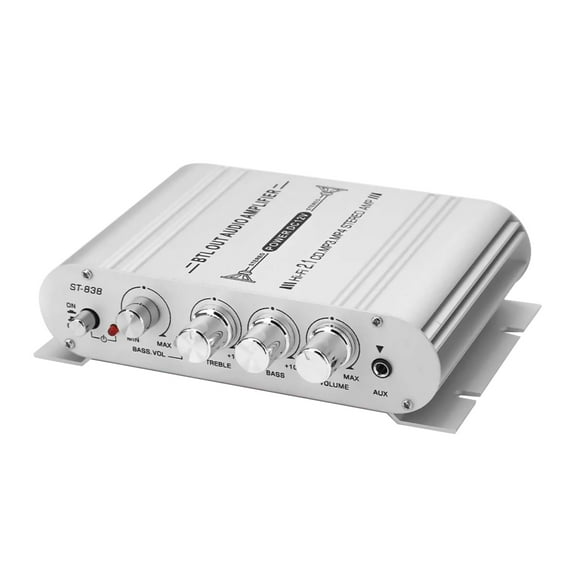 Compact 2.1 Channel Amplifier for Car, Boat, RV 20Wx2 + 40W, Easy Audio Adjustment