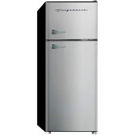 Compact 2-Door Apartment Size Refrigerator/Freezer Combo, 7.5 Cu Ft Stainless Steel, 21.5 W x 23 D x 55.5 H