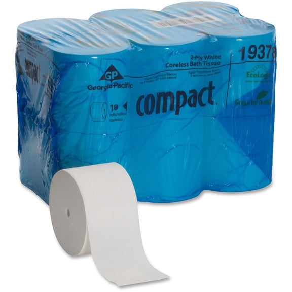 Coreless Bath Tissue Septic Safe, 2-Ply, White, 1500 Sheets/Roll, 18 Rolls/Carton