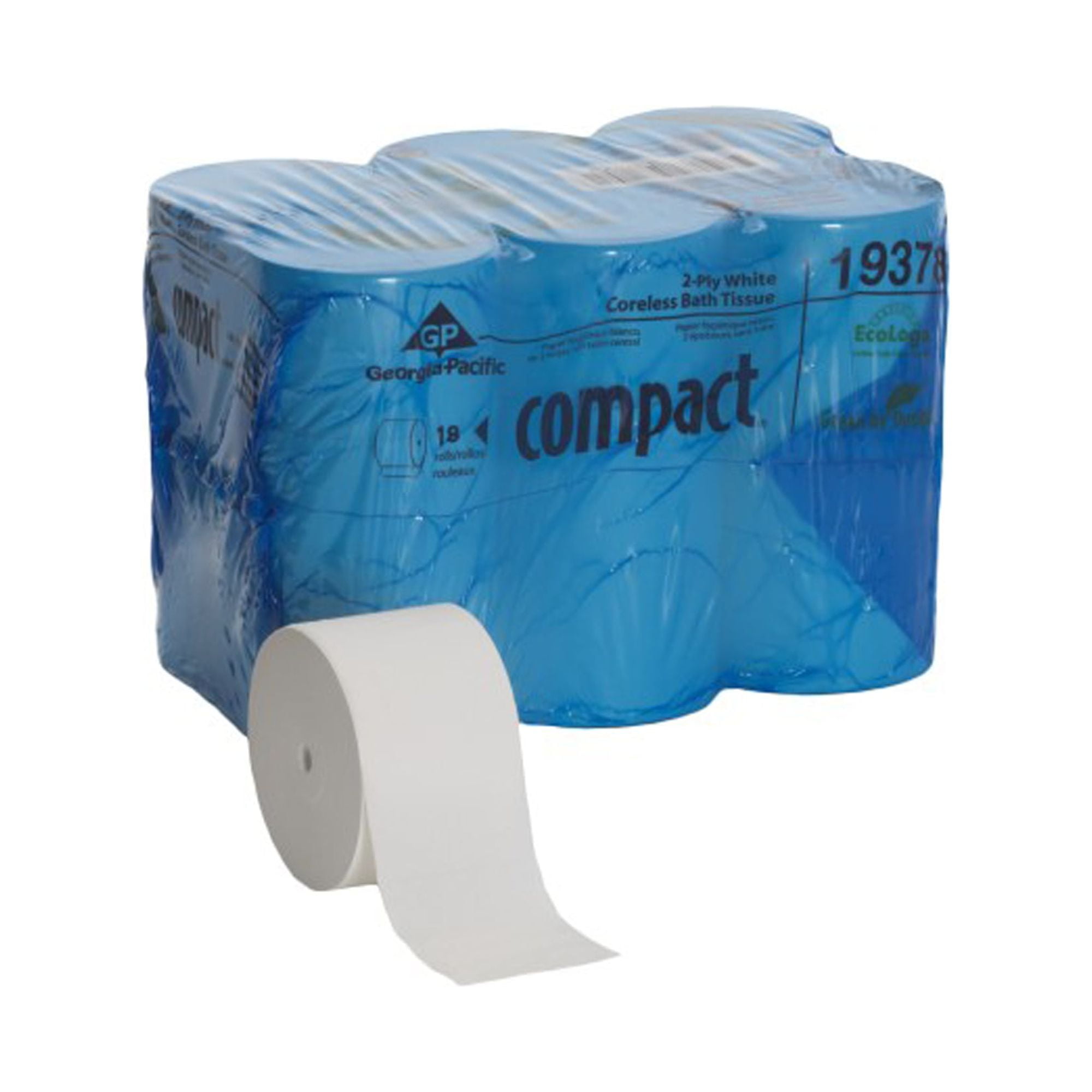 Compact by GP Pro Coreless 1500 Sheet High Capacity 2-Ply Toilet Paper Roll  - 18/Pack
