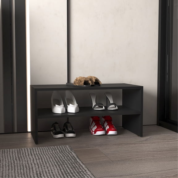 Compact 2 - Shelf Black Organizer / Versatile Storage in Small Spaces