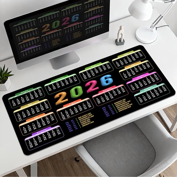 Compact 2026 Calendar Mouse Pad - Non-Slip Rubber Base Desk Mat, Office ...