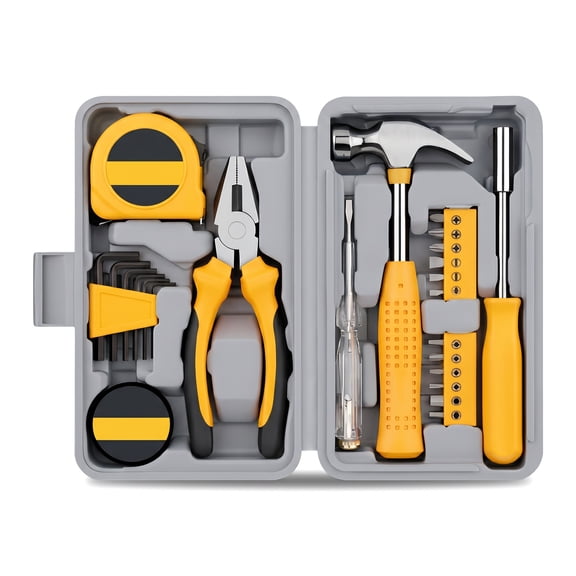 Compact 24-Piece Basic Tool Set with Mini Tool Box, Ideal for Household Repairs, Office Maintenance, Simple DIY Projects, and Everyday General Tasks – User-Friendly Kit for Beginners, Women, and Stud