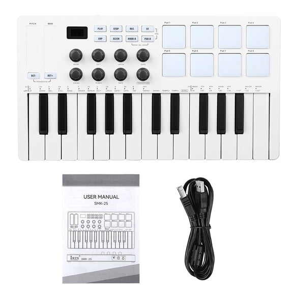Compact 25-Key DJ Controller with Responsive Pads, Seamless Integration & ABS Texture