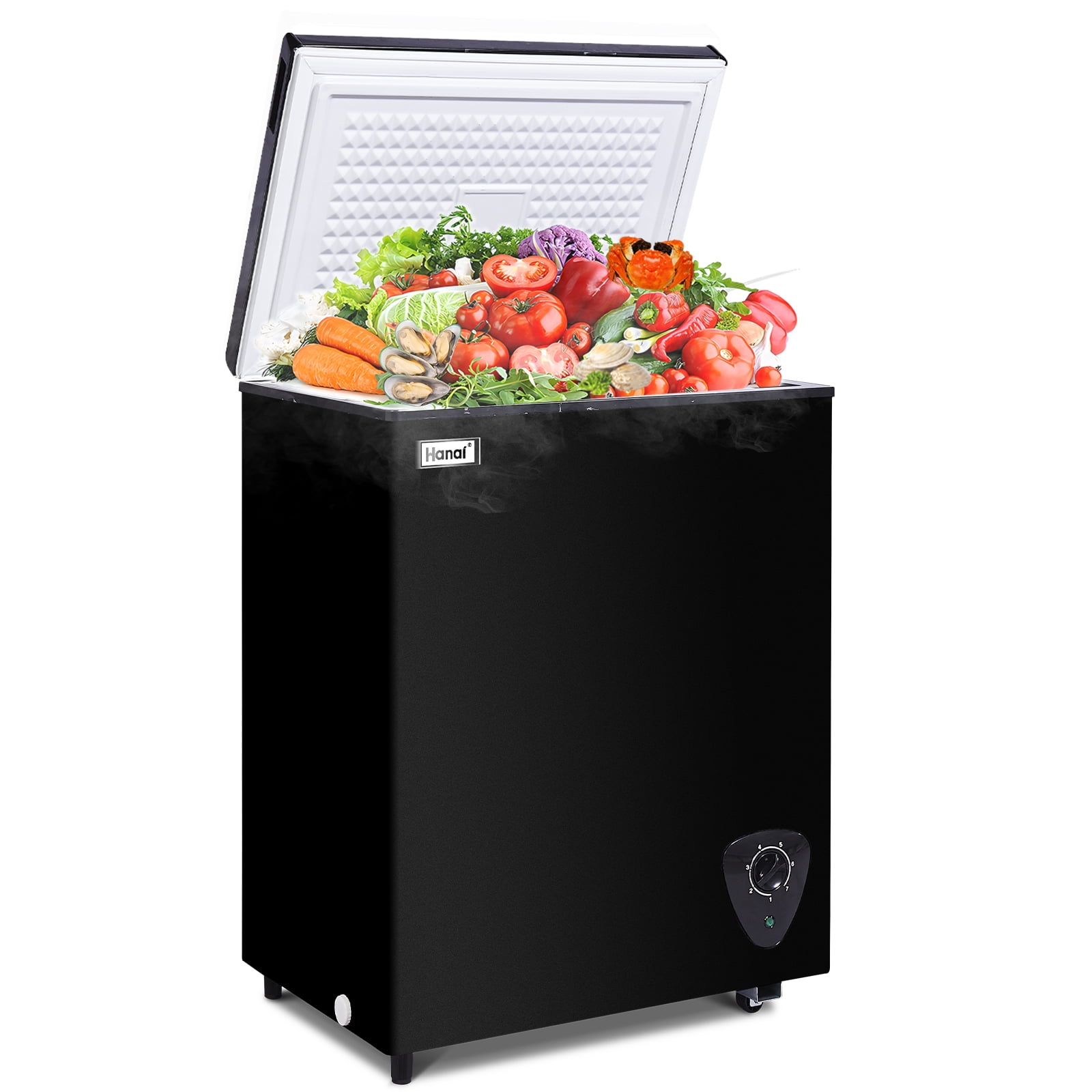 Moosoo Chest Freezer 3.5 Cubic Feet Compact 3.5 Cubic Feet Chest Freezer with Top Open Door, Removable