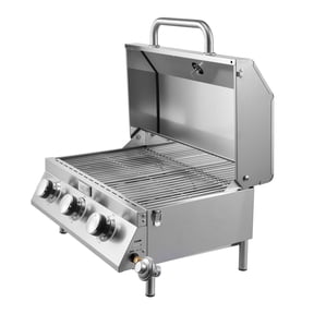 Compact 3-Burner Tabletop Grill,Portable Stainless Steel Propane Gas Grill with Thermometer,22,500 BTU for Outdoor,Camping,Tailgating,RV,Backyard BBQ