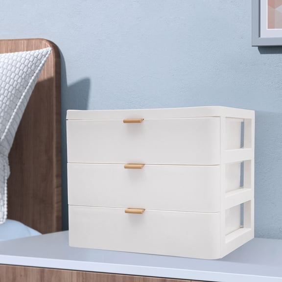 Compact 3-Drawer Desktop Storage Organizer with Top Platform Sturdy PP Material for Office, Home, or Vanity Sleek White Design, Easy To Clean, 11.02lbs Load Capacity